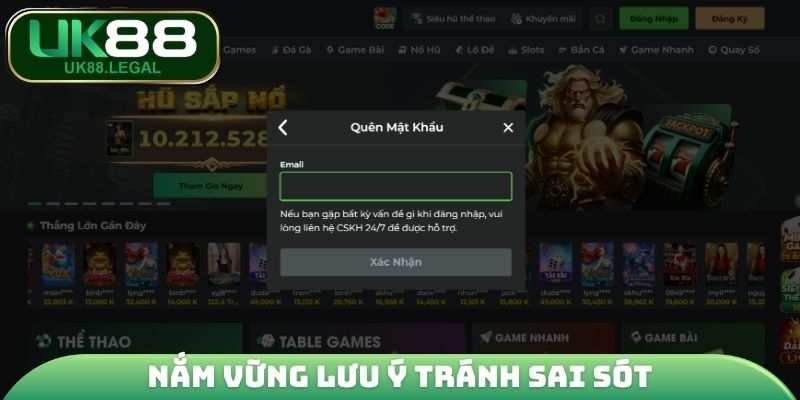 Đăng Nhập UK88 - Chìa Khóa Mở Cánh Cửa Giải Trí Đỉnh Cao 3 Nắm vững lưu ý tránh sai sót khi thao tác